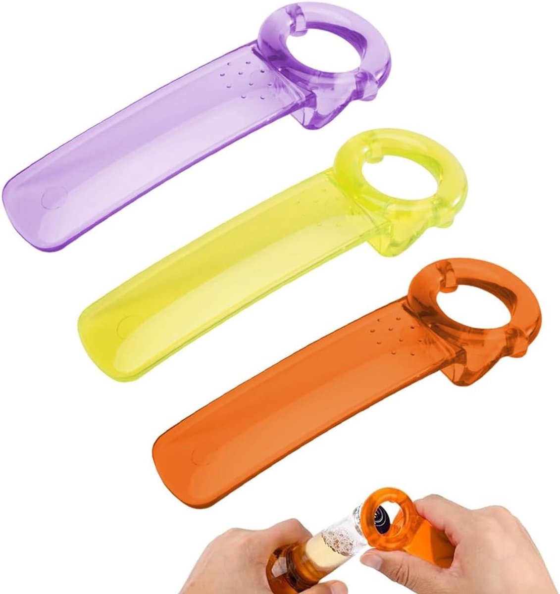 Flesopener Set - Transparant - 3 Stuks - Duurzaam Kunststof - Voor Thuisgebruik en Feestjes