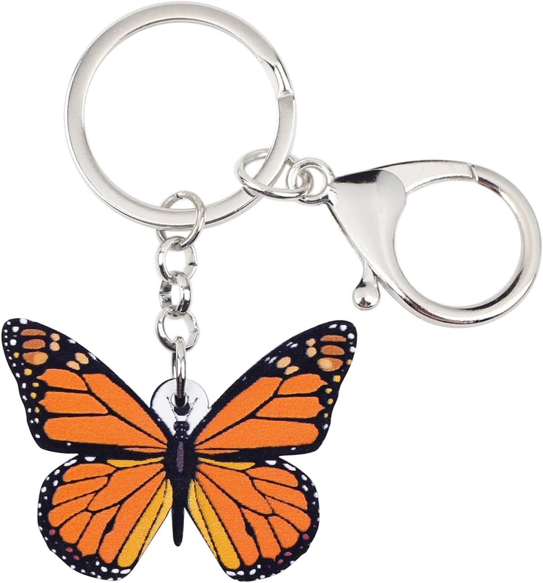 Acryl Kleurrijke Bloemen Morpho Vlinder Sleutelhanger Charm Insect Sleutelhanger Voor Vrouwen Meisjes Handtassen Portemonnees Riem Decor, Oranje, M