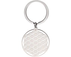 Cooltime Roestvrij stalen hanger sleutelhanger bloem van het leven Mandala cirkel ronde charme sleutelhanger