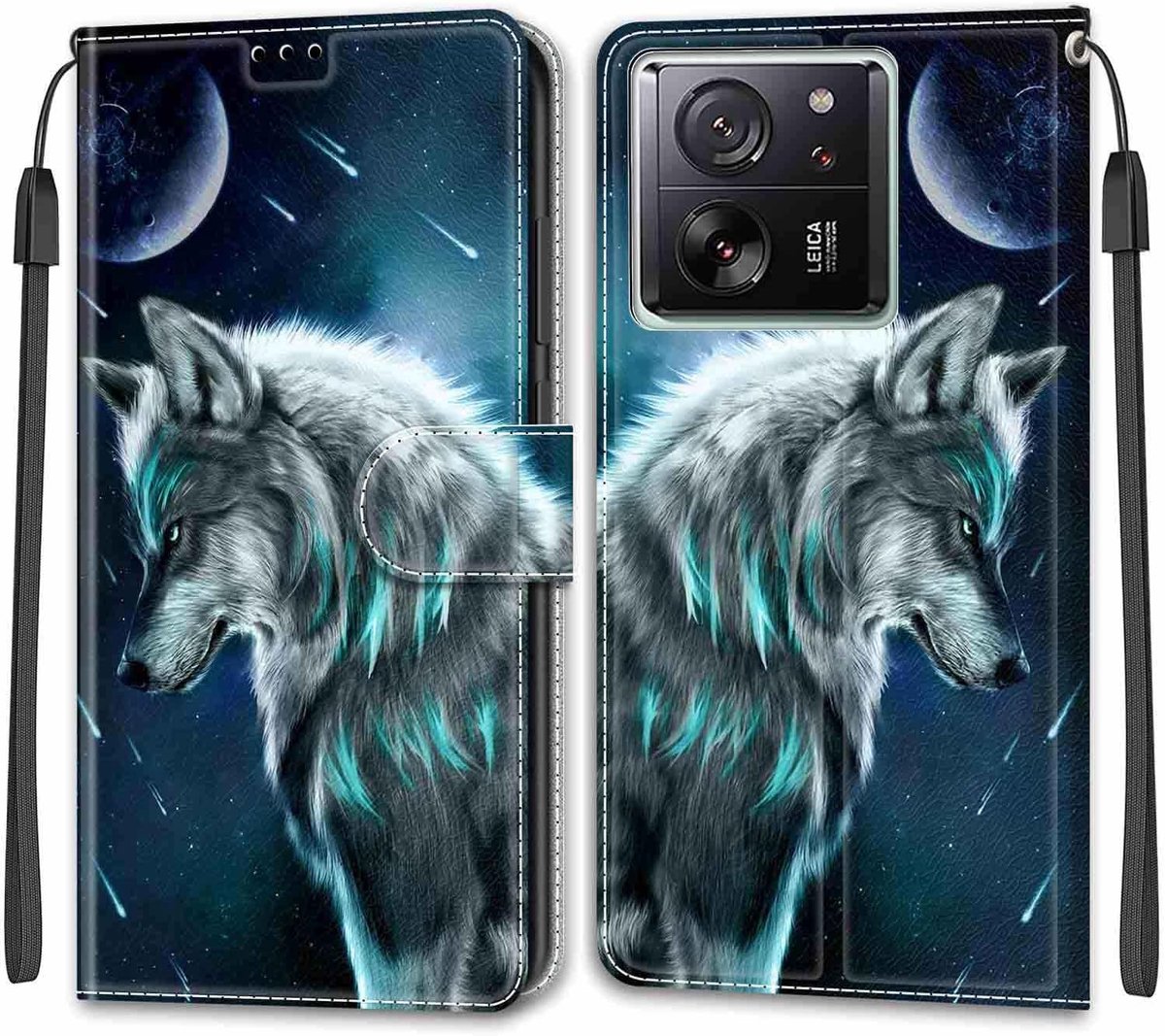 Portemonnee Telefoonhoes voor Xiaomi 13T / 13T Pro Wolf | Premium Leren Inklapbaar, Meerdere kaartvakken & Verstelbare standfunctie, Magneet Beschermhoes voor Xiaomi 13T