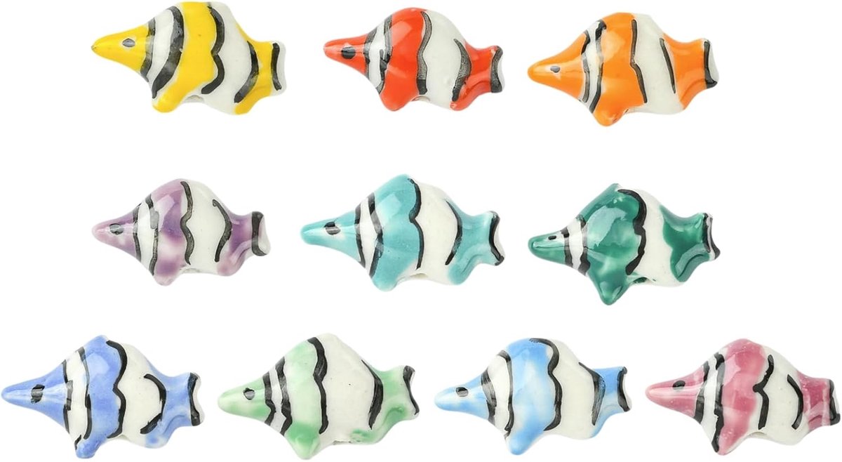 10 stuks 10 kleuren handgemaakte keramische porseleinen viskralen oceaan dieren spacer kralen voor doe-het-zelf sieraden armband ketting oorbel ambachten tas sleutelhanger telefoon decor