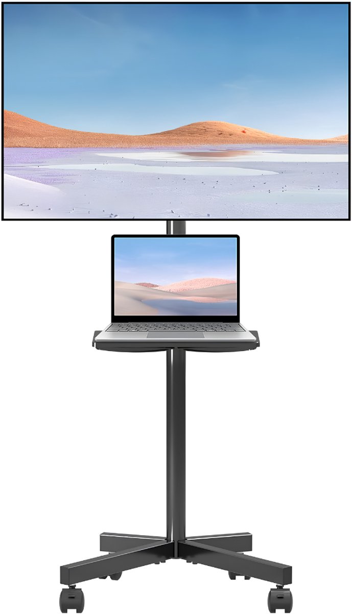 Lìon® TV Standaard Verijdbaar - TV Vloerstandaard - TV Standaard Verrijdbaar - Zwart - 44cm x 33cm x 13cm