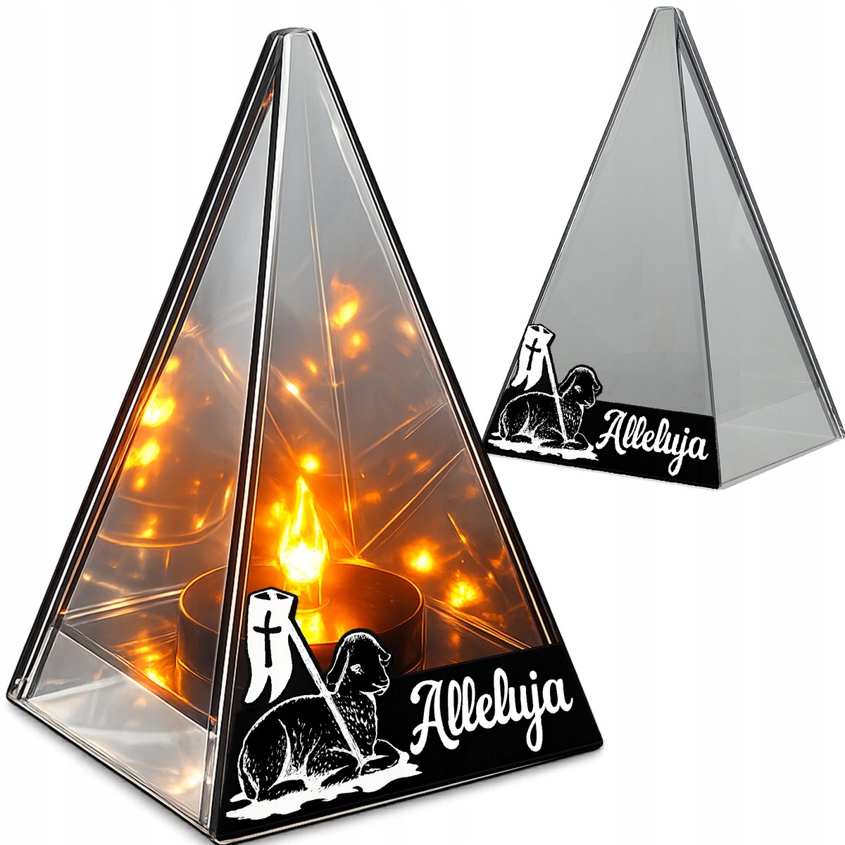 Grafische LED-piramidelamp met klatergoudeffect - 20 cm