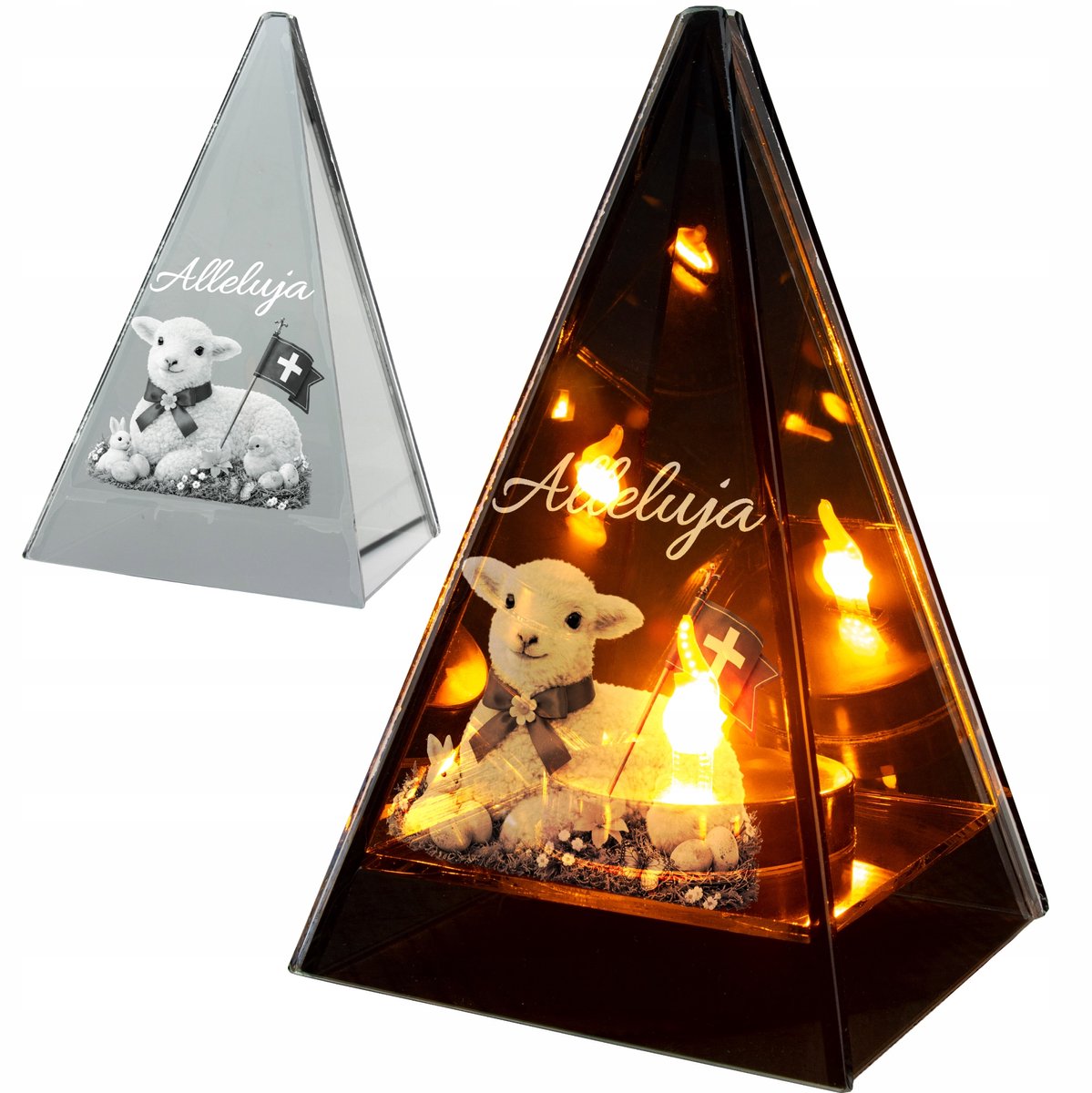 LED Grafsteen-lantaarn met vlameffect - 20 cm hoog