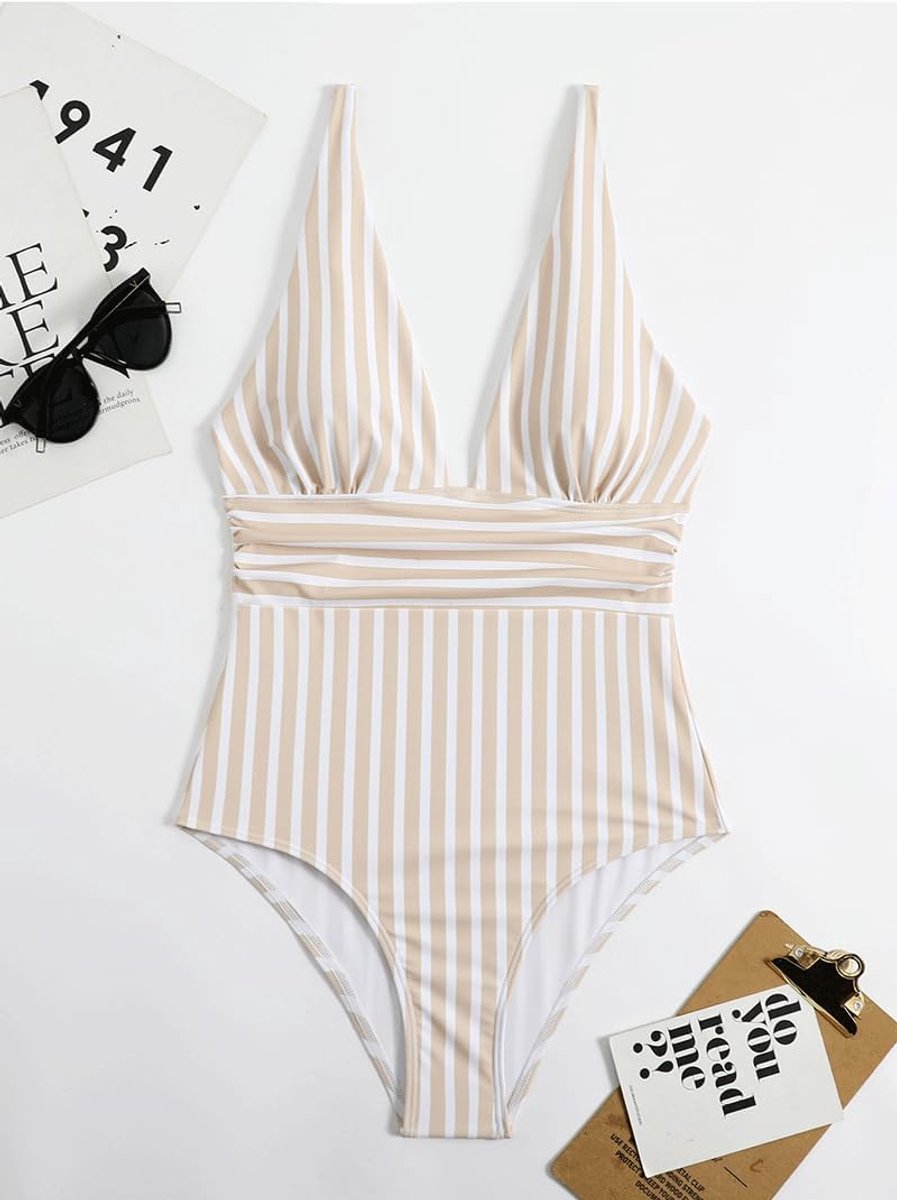 Badpak voor dames, sexy, bikini, eendelig, strand, elegant, monokini, eendelig, dames, met elegante strepen, sexy badmode