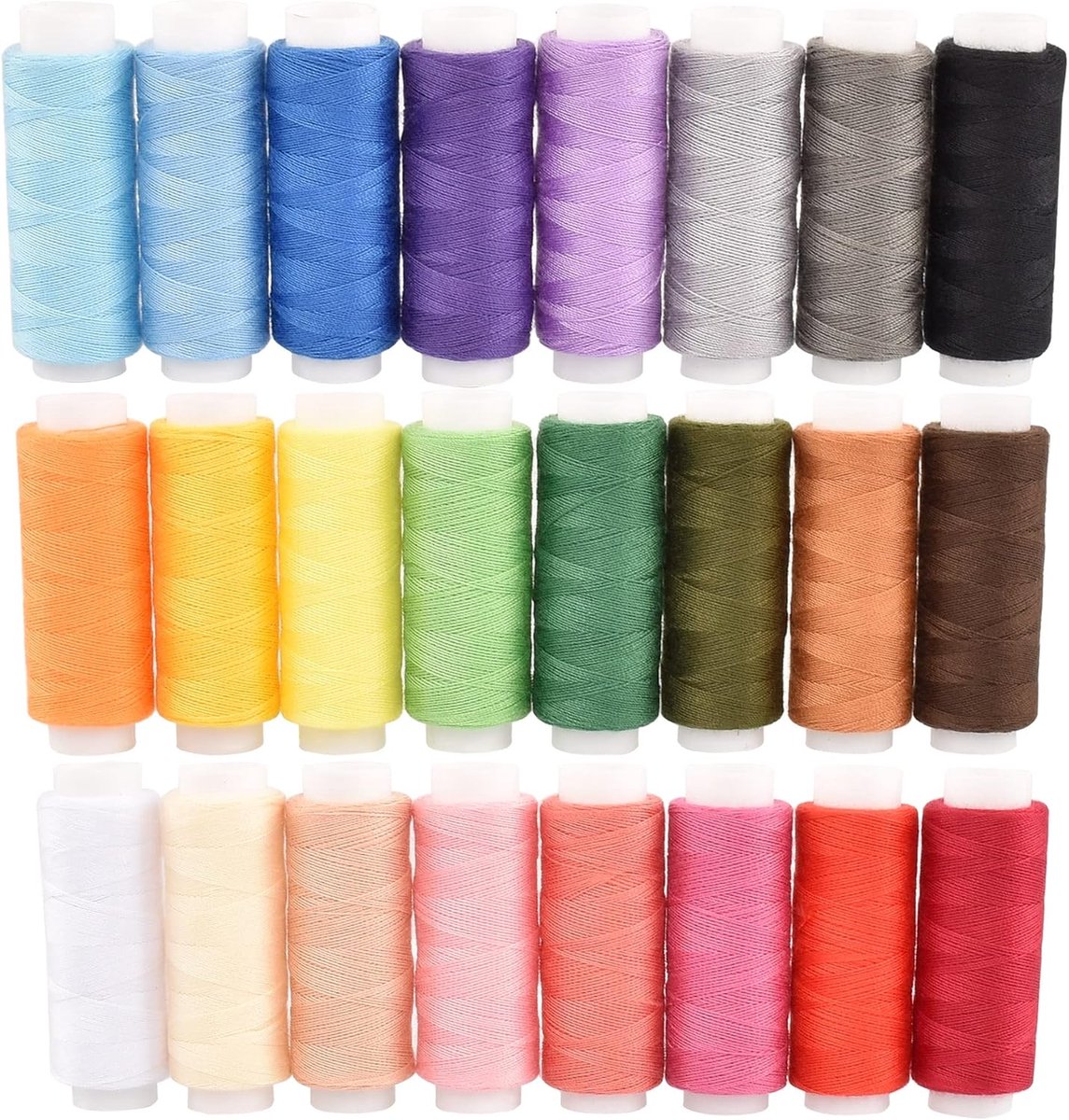 24 polyester naaigaren voor naaimachine & handnaaien, set van 200 meter per spoel