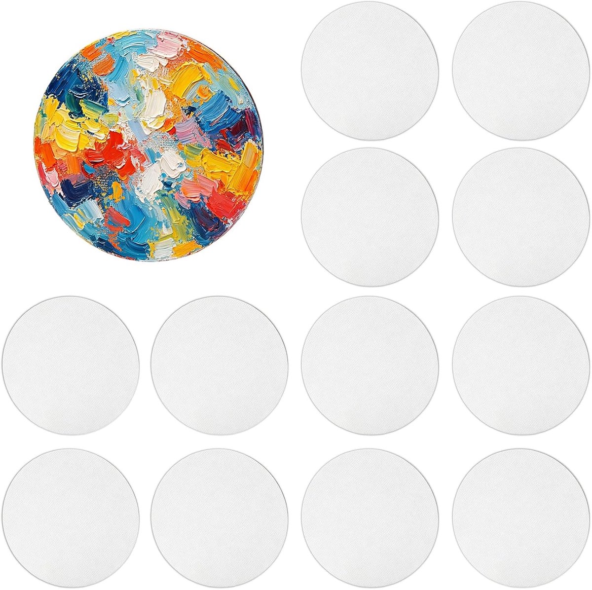 13 Stuks Ronde Magnetische Canvas Doeken Katoen om te Schilderen