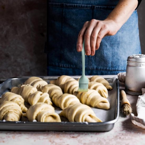 2 deegschrapers, deegsnijder met antislip rubberen handgreep en meetschaal, gebakschraper met 2 siliconen kwasten, deegschraper voor deegcake, pizza, bakgereedschap — afbeelding 3