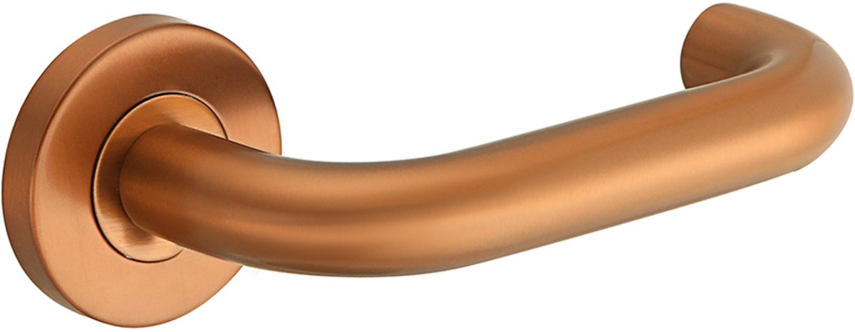 Deurkruk (2x) Valentina rond model u 20mm haaks op rozet brons geborsteld PVD gecoat | Ronde deurklinken