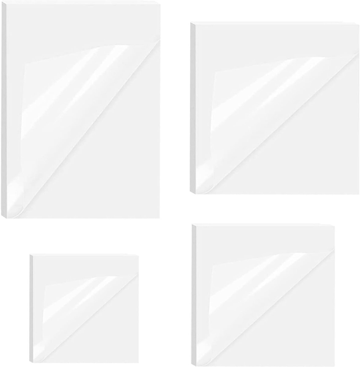 Plaknotities, 200 vellen, set van 200 vellen, waterdichte en herbeschrijfbaar, doorzichtige notitieblaadjes voor school, kantoor, thuis (40 x 40 mm + 50 x 50 mm + 76 x 76 mm +