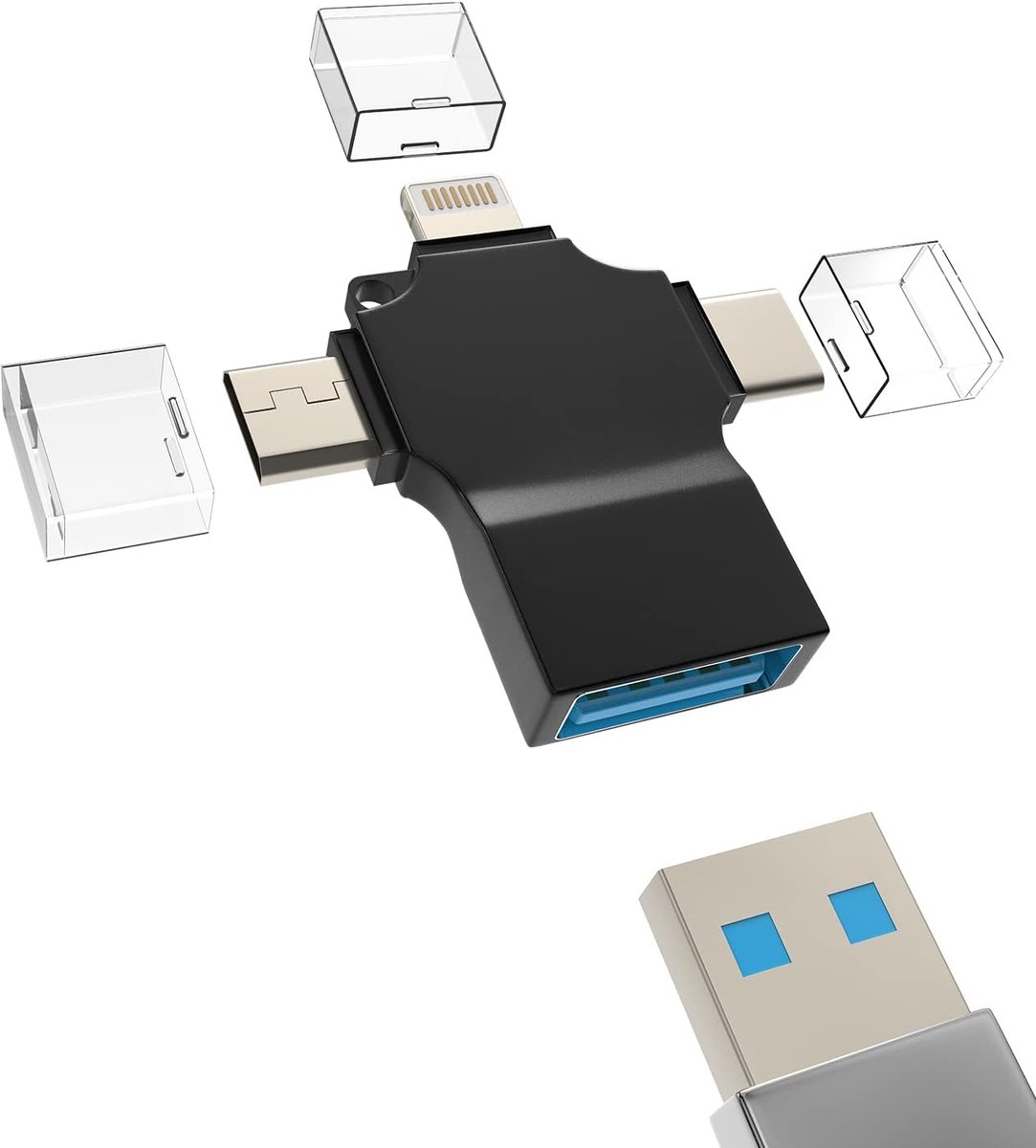USB OTG Adapter 3in1 USB-A 3.0 Vrouwelijk naar Type C Micro Lightning Mannelijk Compatibel met Apple voor iPhone15 voor iPad Pro Air 14 13 12 Android Accessoires voor Camera Kaartlezer Muis