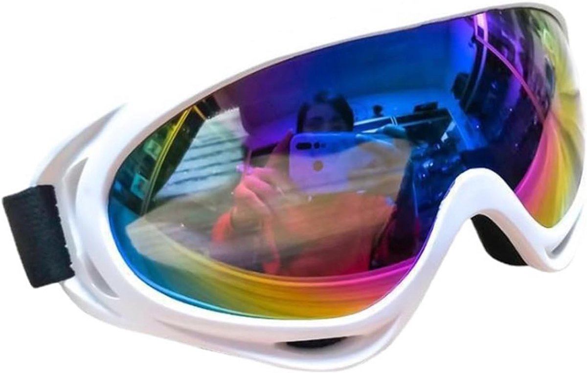 Ski-snowboardbril met UV400-bescherming en anti-condens-lens, tweekleurige sferische lens, perfect voor schaatsen, skiën, snowboarden