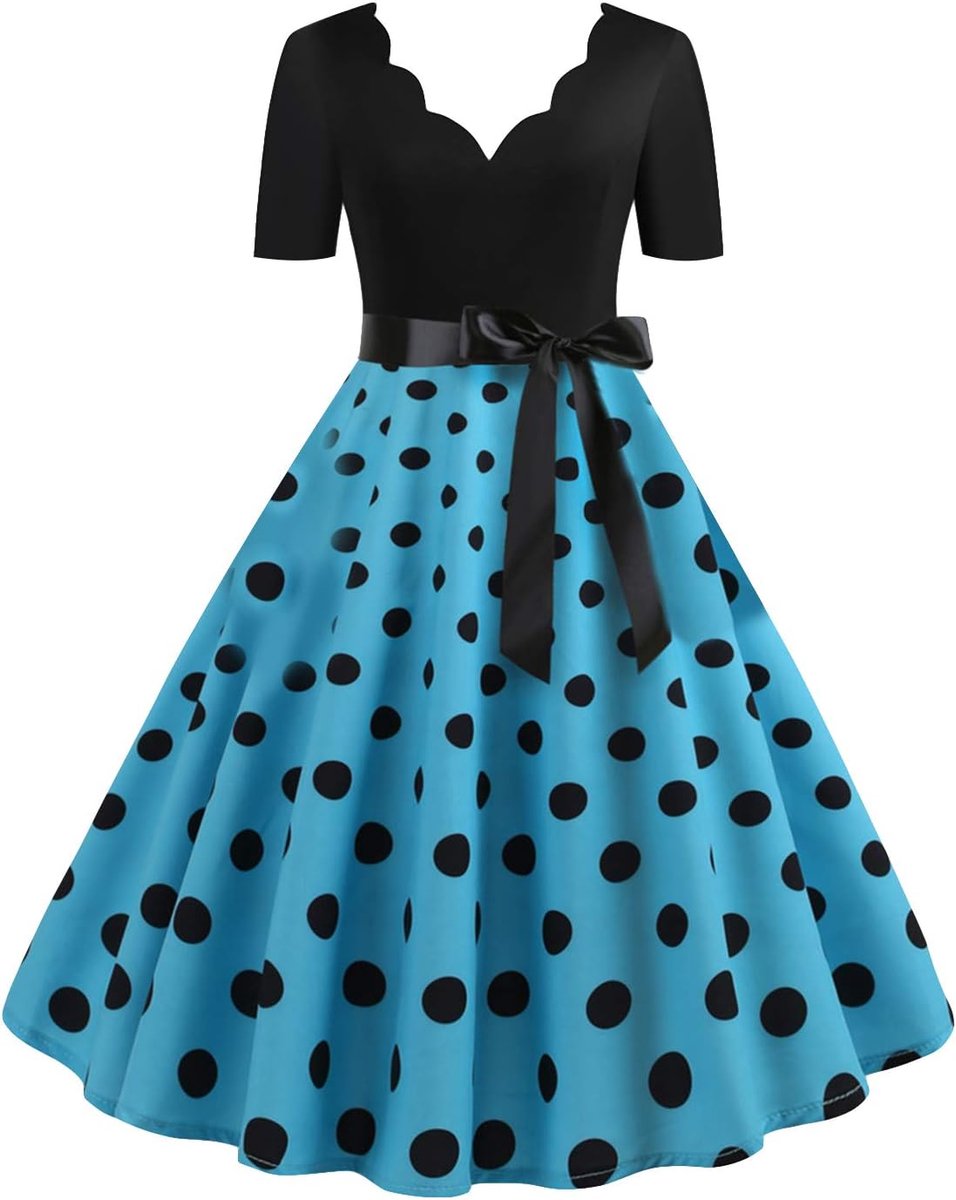 Cocktailjurk 1950s Vintage Jurk A-Lijn Ronde Hals Jurk Avond Prom