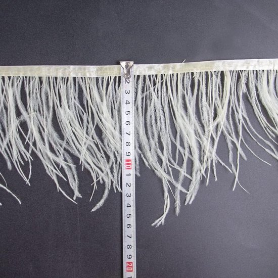 3 meter 10-15 cm beige struisvogelveer trim franje voor DIY naaien, knutselen, kostuums decoratie — afbeelding 5