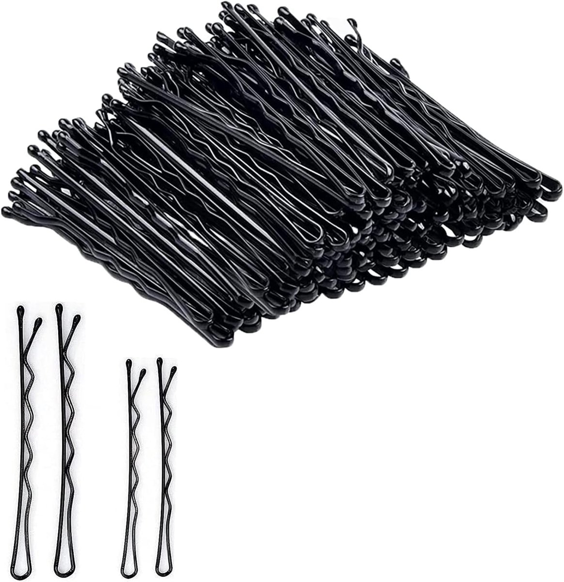 250 stuks zwarte golfvorm haarklemmen (200 stuks 1,97 inch en 50 stuks 5,36 inch) klassieke bobby pinnen voor meisjes haaraccessoires