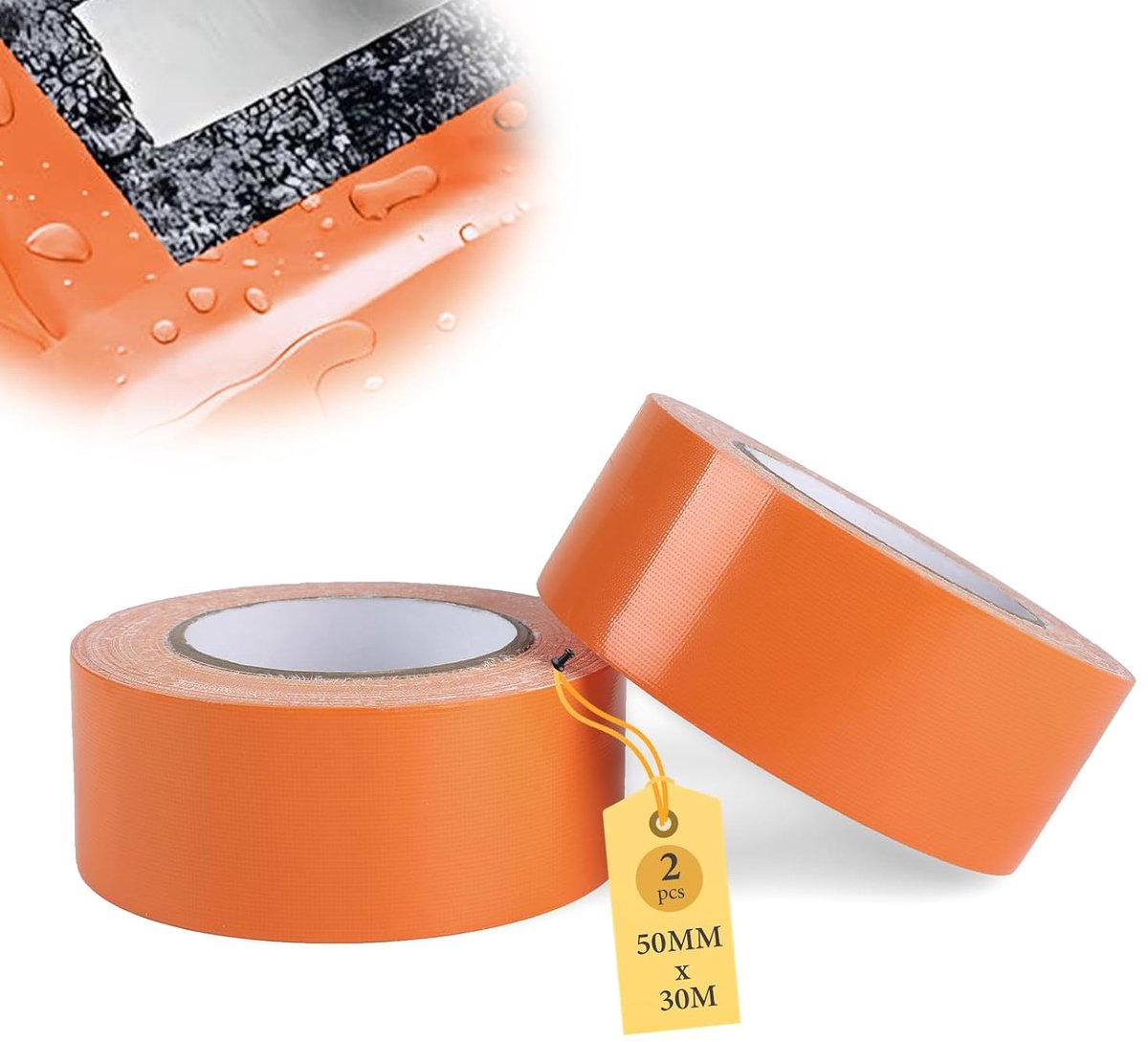 Pantsertape, waterdicht, 50 mm x 30 m, professionele weefseltape, 2 rollen reparatietape, afdichtingstape, ducttape, extra sterk voor markeren, knutselen, bevestigen, repareren, voor