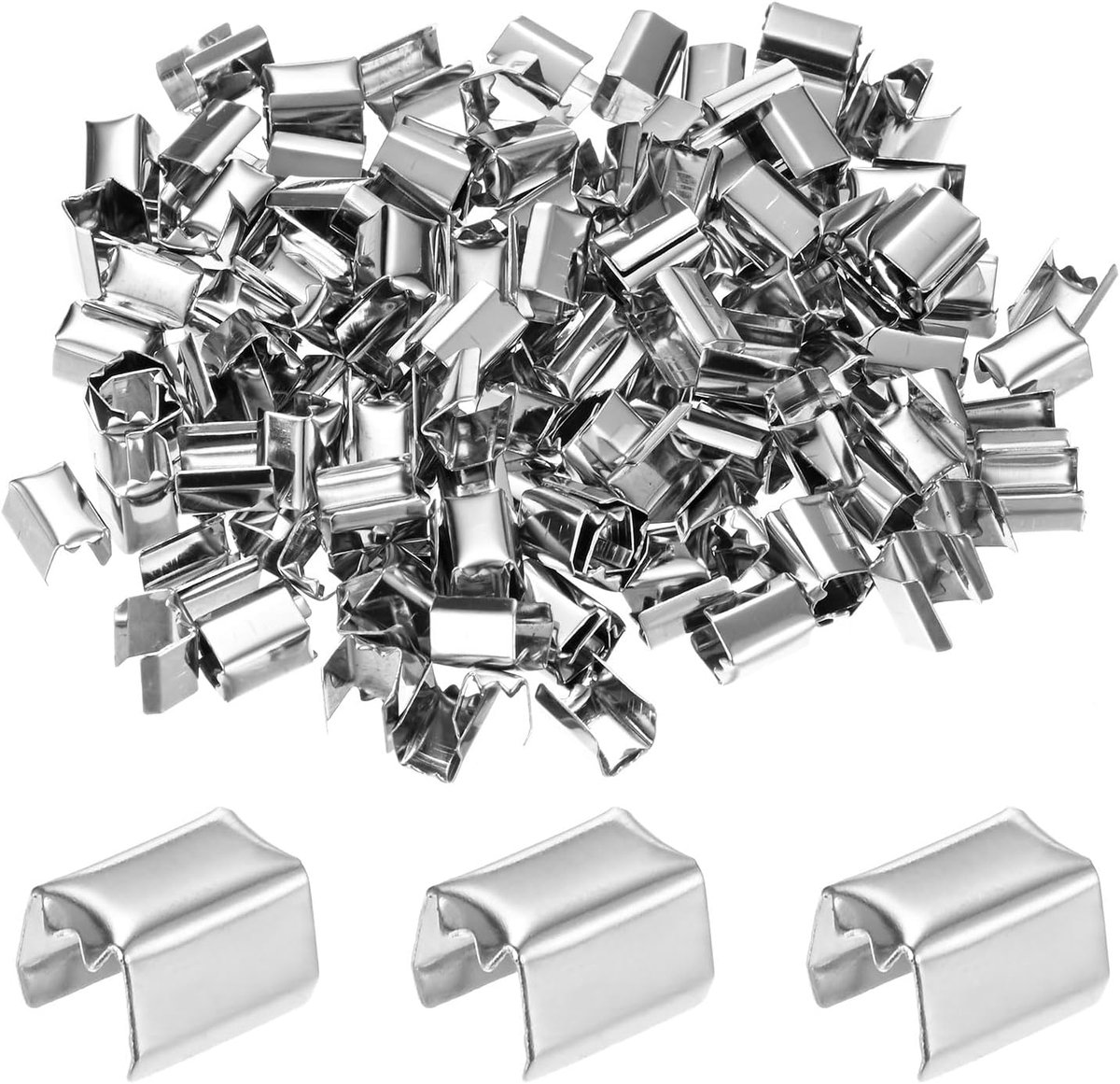 Set van 200 vouwbare krimpdoppen, 0,3 x 0,2 in/8 x 5 mm krimpbevestigingsmiddelen met klemmen voor het maken van sieraden/lederen decoratie/doe-het-zelf/armbanden, riemgesp eindpunt