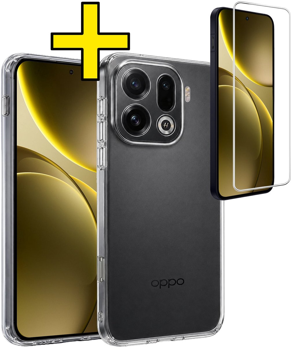Hoesje - Met Screenprotector - Geschikt voor OPPO Find X9 Pro - Sterk & Shockproof - Back Cover - Siliconen Case - Telefoon Hoes - Telefoonhoesjes - Transparant