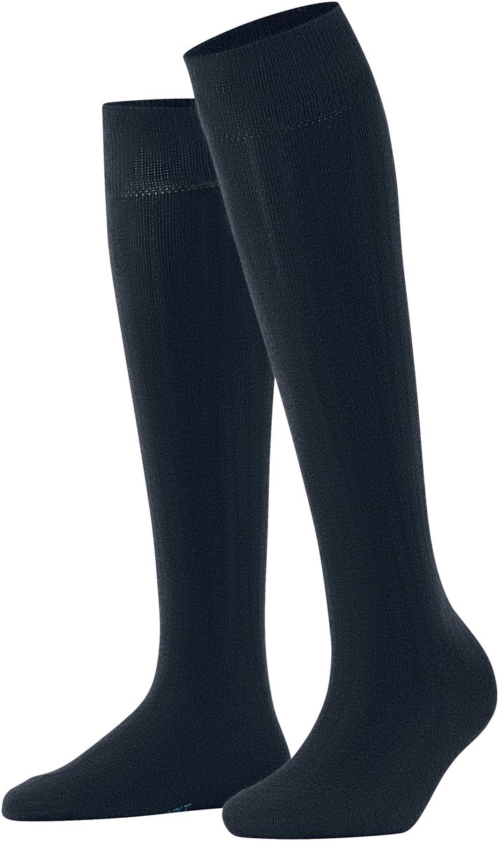 Esprit Fine Weave lang eenkleurig katoen kniekousen dames blauw - maat 39-42