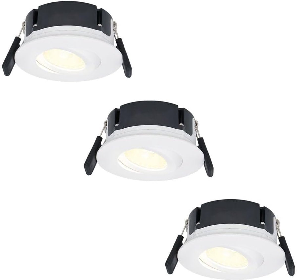 Hoftronic Set van 3 Napels LED inbouwspots 8W 570lm 2700K dimbaar 360° kantelbaar IP65 waterdicht wit 98mm diameter 39mm inbouwdiepte voor badkamer binnen en buiten