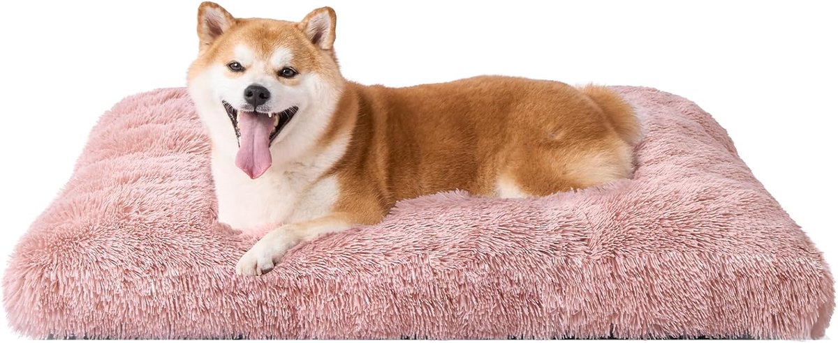Hondenmand Grote Maat, Anti-Stress Wasbare en Antislip Hondenkussen voor Middelgrote Honden, Zachte Pluche Hondenhok, Roze, 90x60cm | Kussen en bed voor grote honden, van pluche, comfortabel, geschikt voor grote honden, 90 x 60 cm, roze