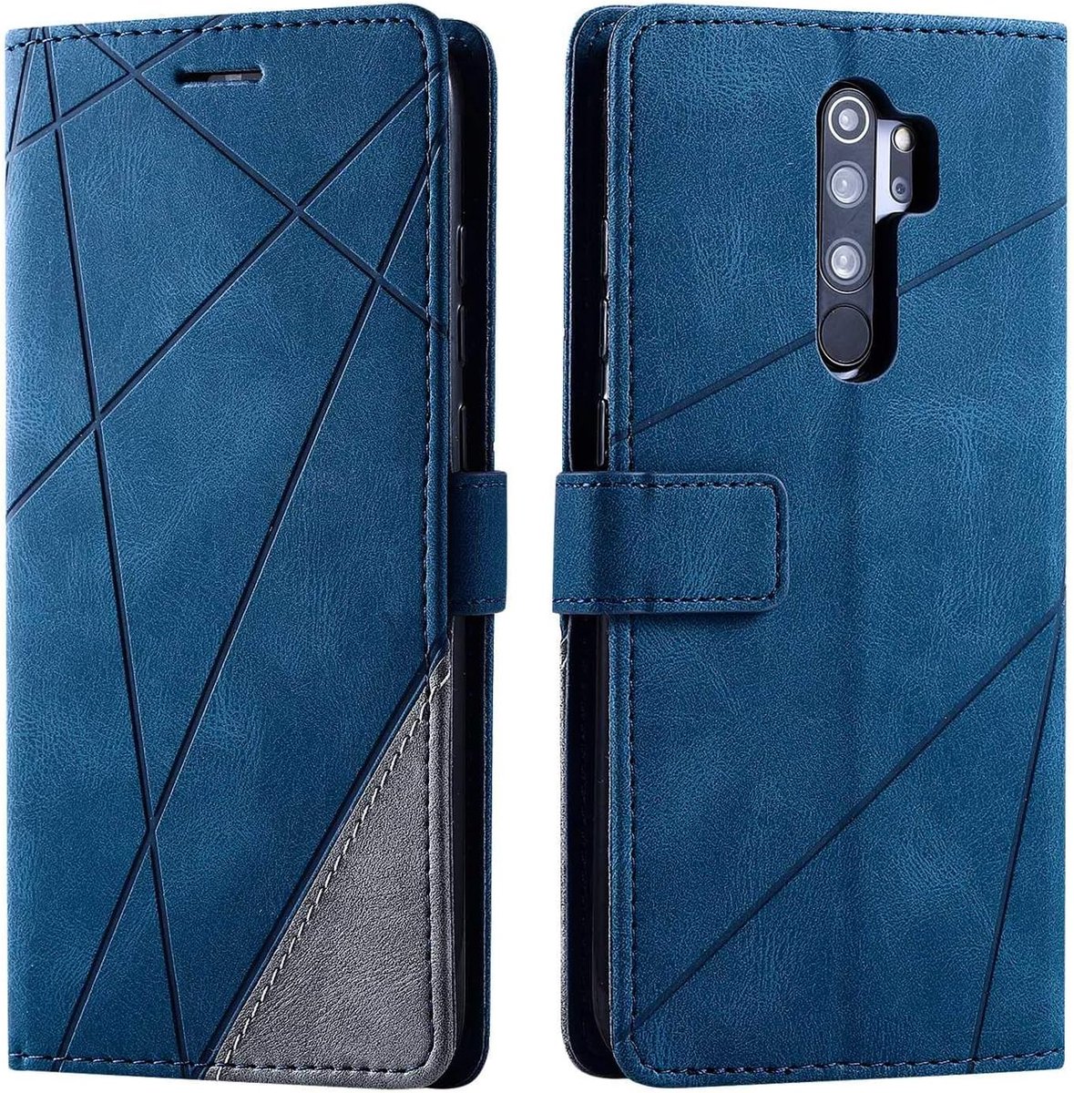 Hoesje voor Xiaomi Redmi Note 8 Pro, PU Lederen Beschermhoesje Flip Beschermhoes Telefoonhoes Telefoonhoesje voor Redmi Note 8 Pro, Blauw