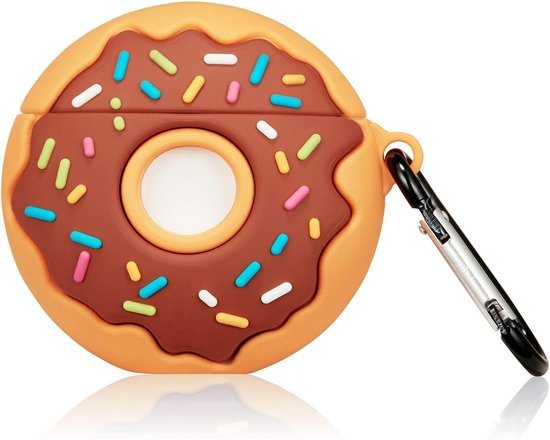 Hoes voor AirPods Pro Bescherming Zachte Siliconen AirPod 3 / Pro Oplaadhoes Cartoon Leuke Huid Meisjes Vrouwen Case Accessoires Sleutelhanger Mode Grappige Air Pods 3 Hoesjes Bruin Donuts — afbeelding 3