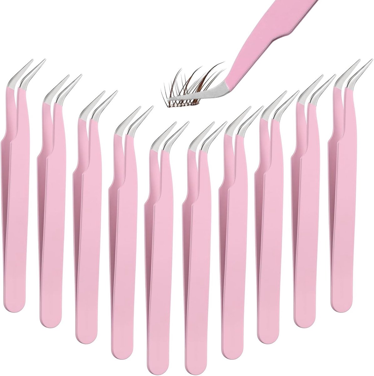 10 stuks wimperpincet, wimperpincet, set van roestvrij staal, gebogen pincetten | Professionele pincet wimpers handwerk pincet precisiepet voor wimperverlengingen sieraden maken knutselen
