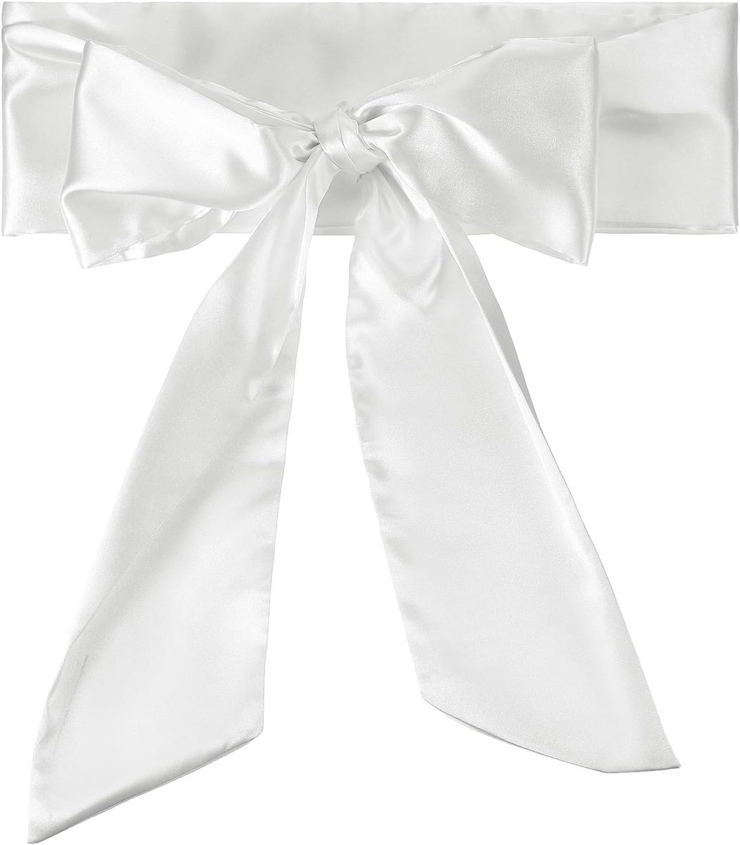 Satijnen sjerp riem, bruiloft feest bruids blanco satijnen taille riemen prom accessoire voor afstuderen verjaardag decoratie doe-het-zelf accessoire thuiskomst, Wit, 250 x 9.5cm / 98.43 x