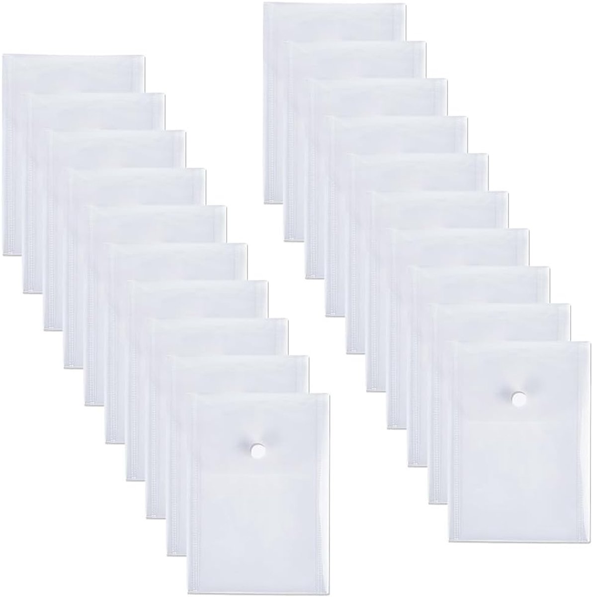 20 stuks doorzichtige dobbelsteen & stempel opslag bestand tas plastic 6,7x4,7x0,3 inch document mappen A6 zakken transparante enveloppen waterdicht met drukknoop sluiting houder voor DIY