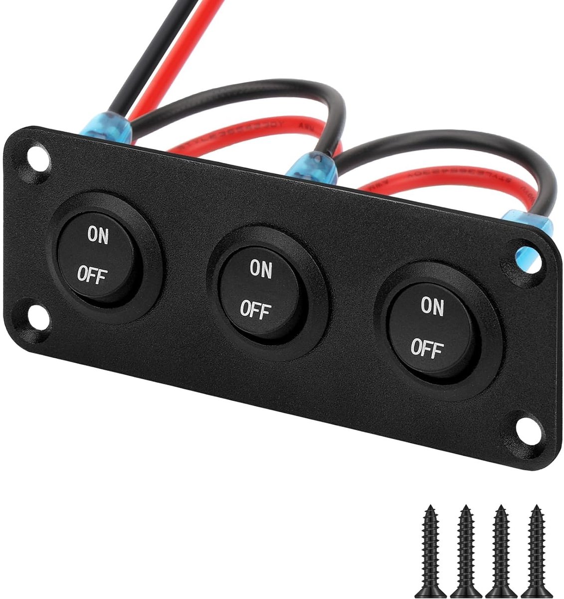 3 Gang Rocker Switch Panel, Waterdichte Ronde SPST 2 Pin Aan/Uit Tuimelschakelaar voor 12V/24V Auto Boot Camper Truck