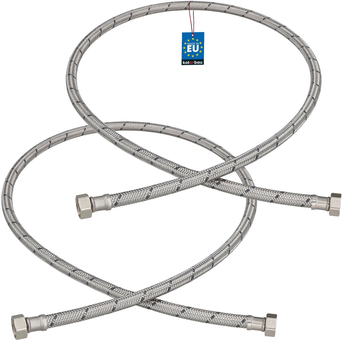 KOTARBAU® 2 Stuks - Flexibele Aansluitslang 3/8" x 3/8" - Flexibele Kraanslang 120 cm - Sanitaire Aansluitslang - Flexibele Verbindingsslang - Aansluitslang Armatuur - met Roestvrijstalen Vlechtwerk
