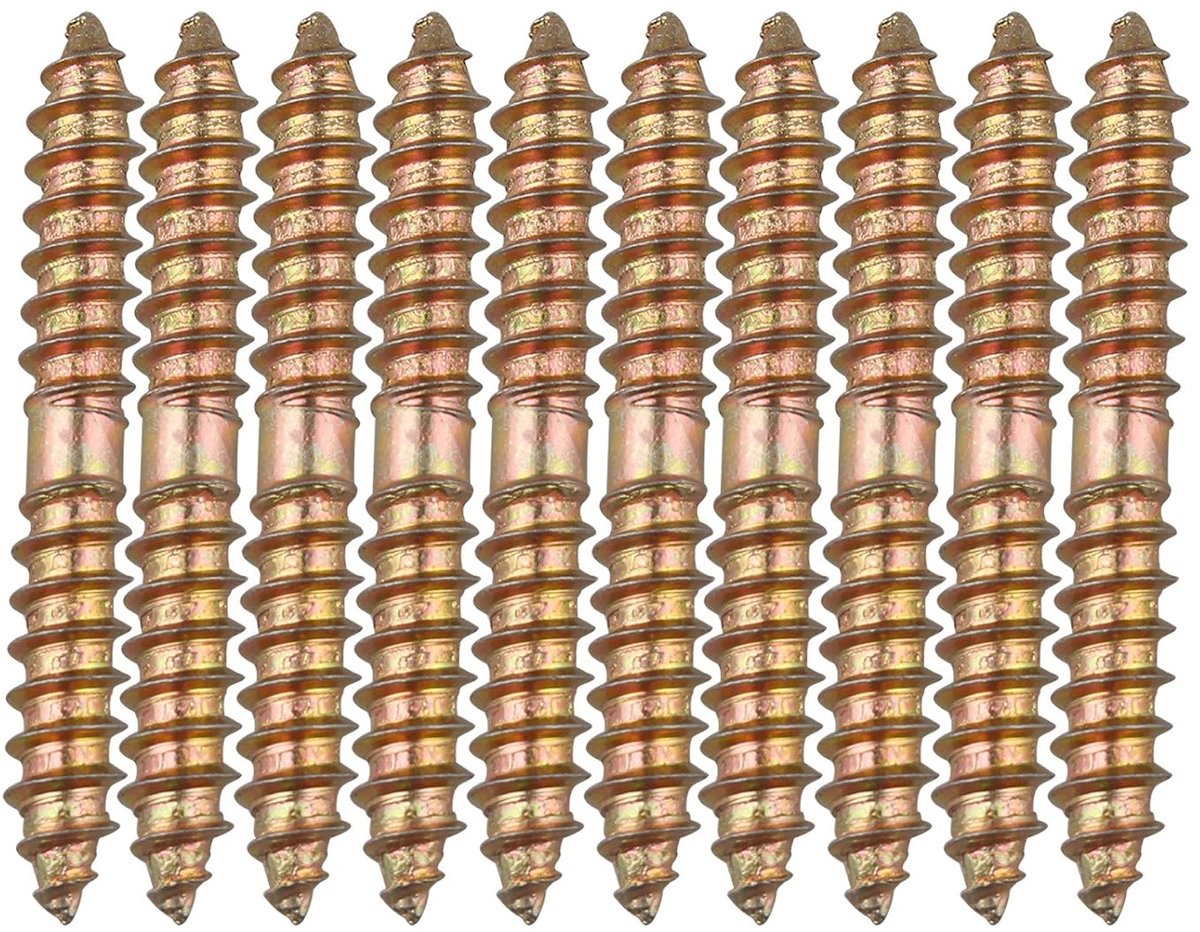 10Pcs M8 M6 Double Head Ended Wood to Wood Screws Self Tapping Screws for Furniture Fixing Dowel M6*50MM - ShopVlot