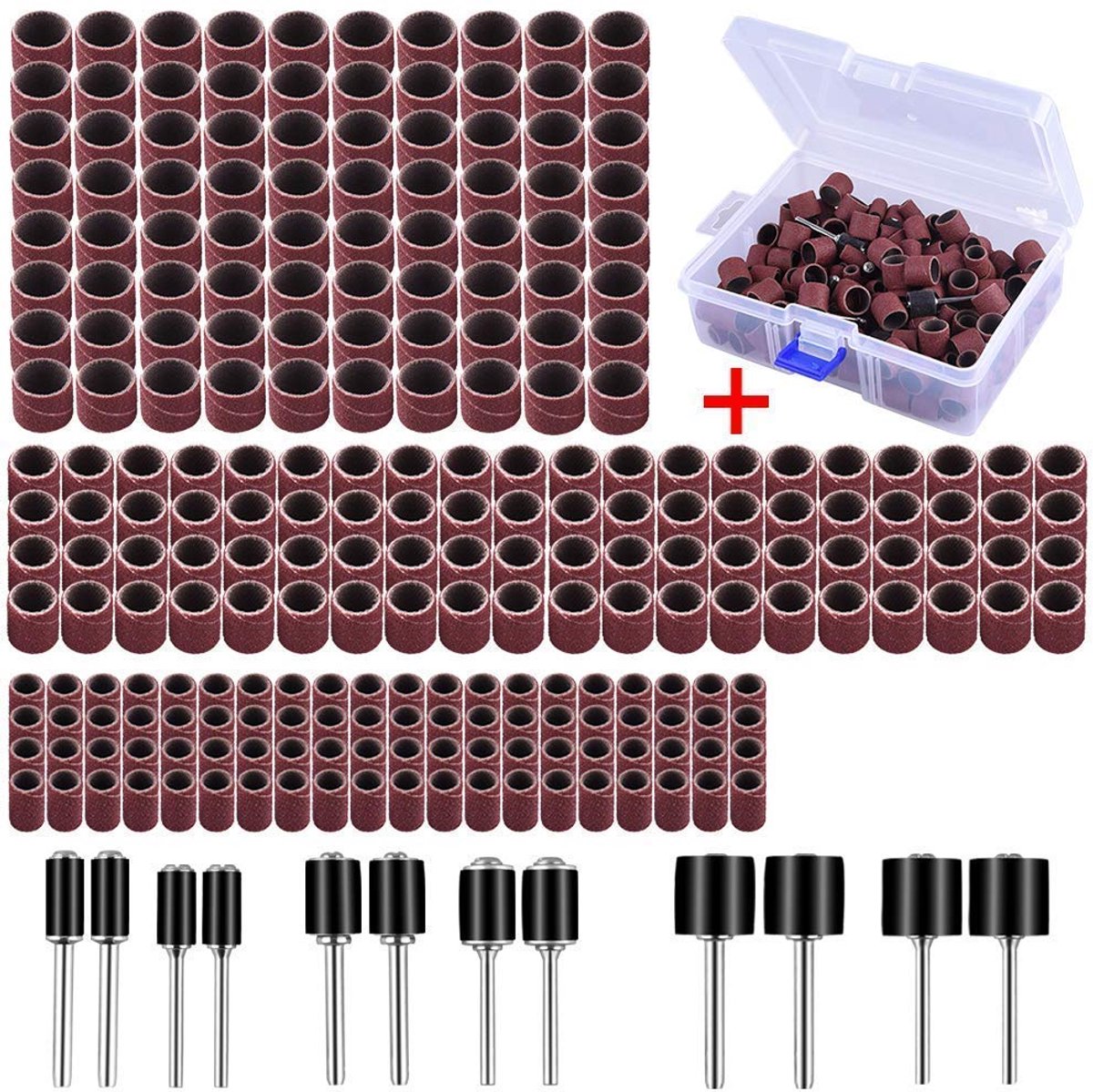 Schuurbanden set 252-delig - 240 schuurbanden en 12 schuurrollen - Diverse diameters - Ideaal voor Dremel gereedschap - ShopVlot