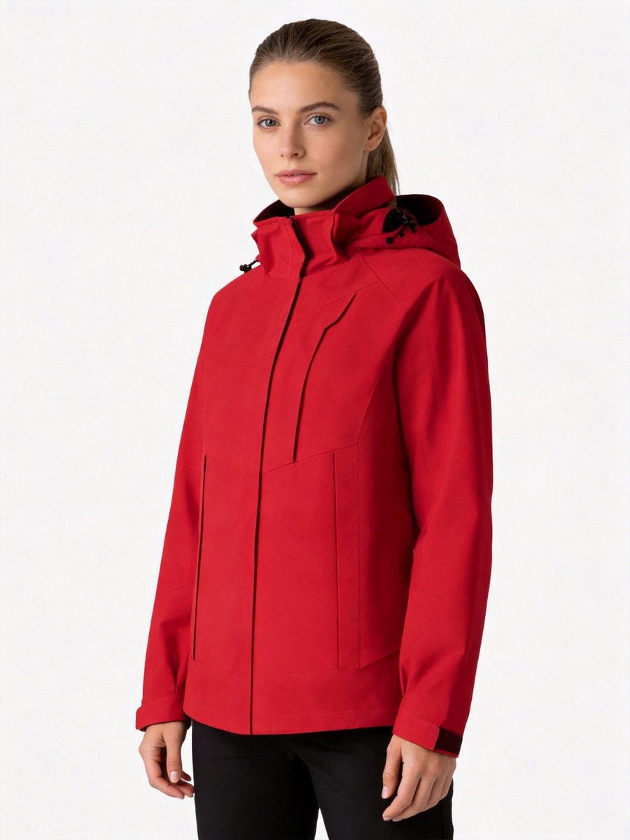Daity Softshell Jas Dames Waterdichte Wandeljas met Fleecevoering en Capuchon Winddichte Outdoor Regenjas Rood