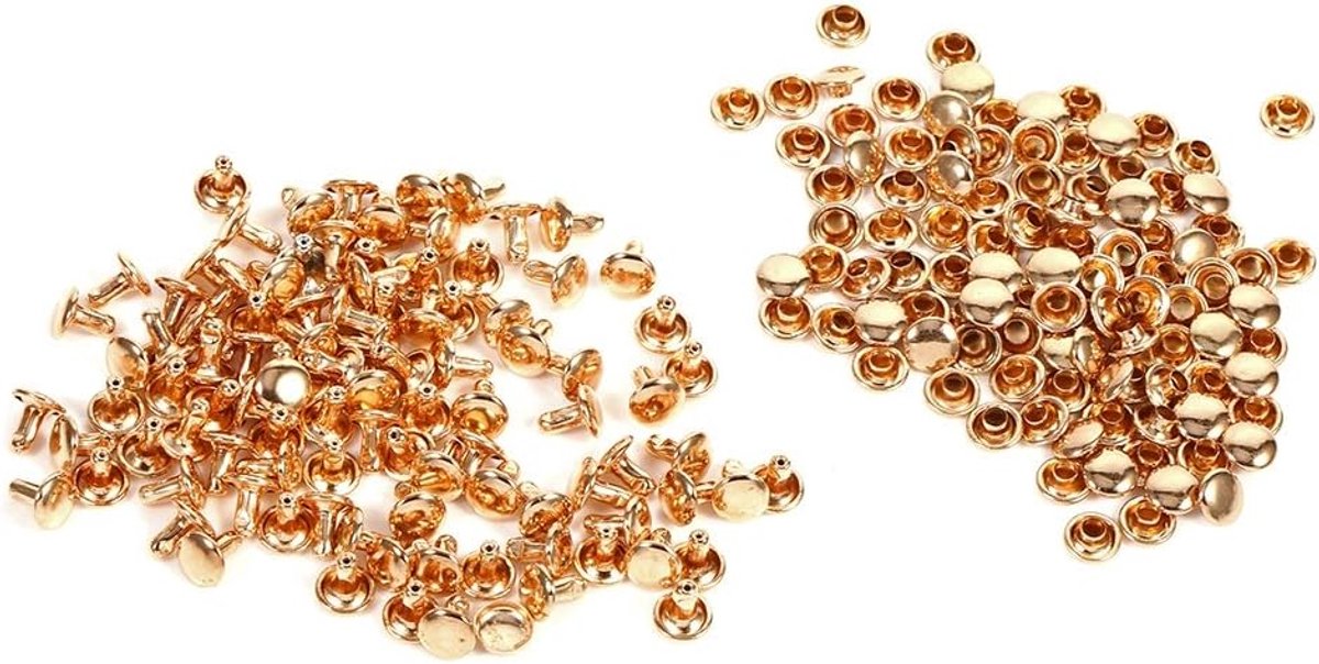 SnelShoppen - Akozon Dubbelkop Nieten 100 Sets 8 x 8 mm Metaal Nieten voor Leren Ambachten Reparaties Decoratie DIY Spikes