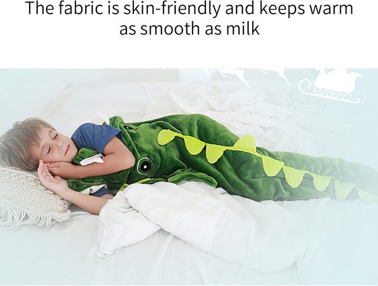 Kinderen Slaapzak - Kroko deken - Warm op bank - Zacht verdikt flanel - 155 cm lang - Groen — afbeelding 2