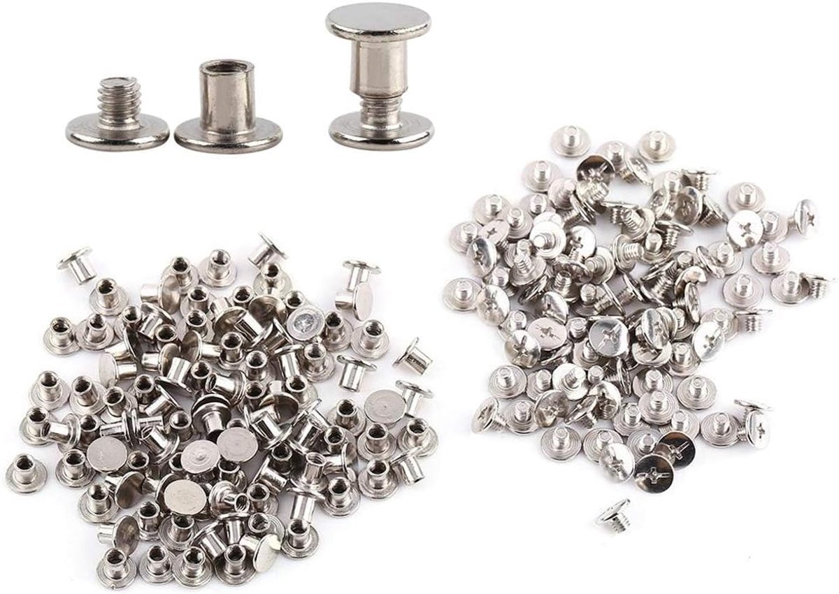 Walfront 100pcs Chicago Rivets Leather 5x6mm Metal Staples for Leather Craft Photo Album Repair Bags Straps DIY - ShopVlot