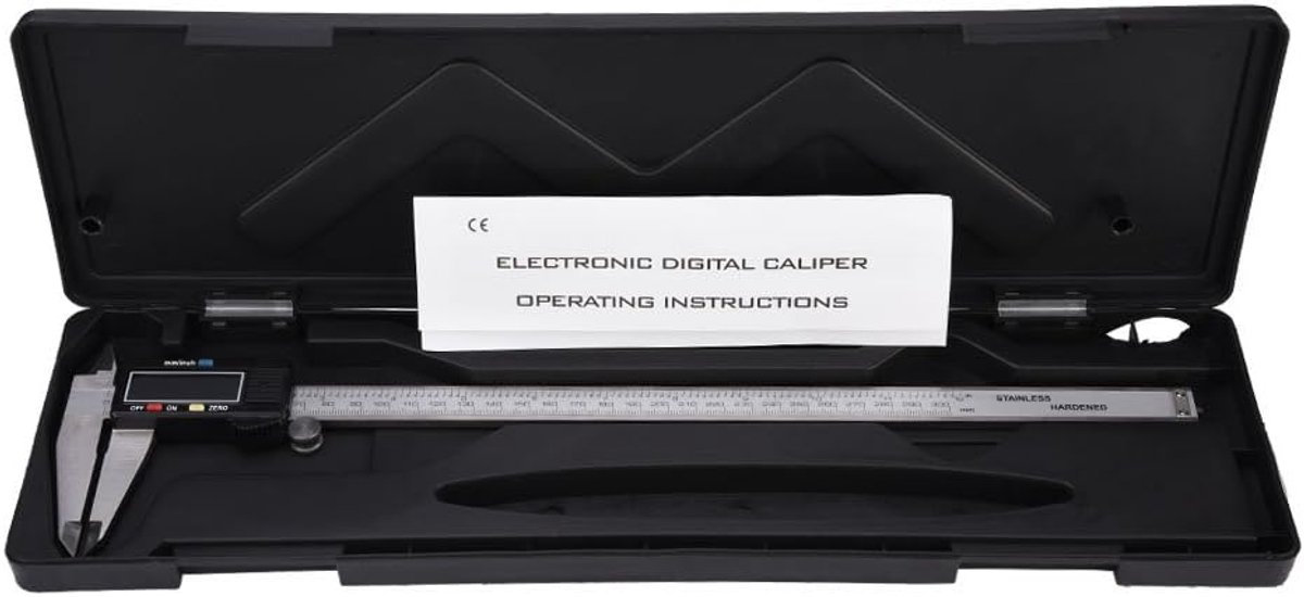 Digital micrometer caliper, 300 mm, stainless steel, large LCD display - ShopVlot