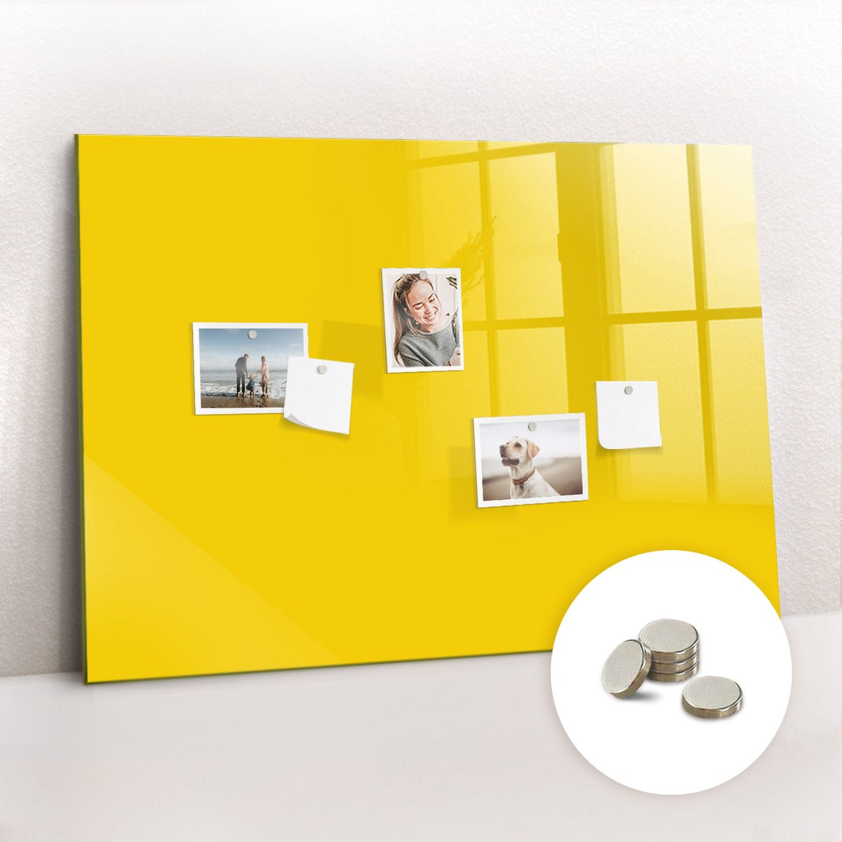 Tulup Glassboard - Lichtgele kleur Magneetbord - 100 cm x 70 cm - Memobord Magnetisch - Decoratief Magnetisch Bord - Magnetic Board Geel - Inclusief Gratis Magneten - Magnetisch Memobord - Memobord Glas