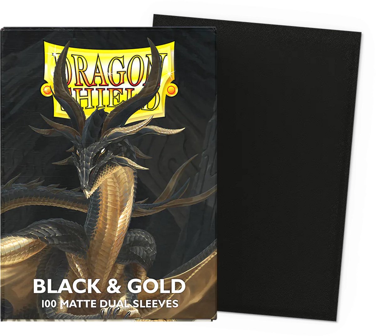 Dragon Shield - Standard Dual Sleeves: Black & Gold [Matte] (100 Sleeves)