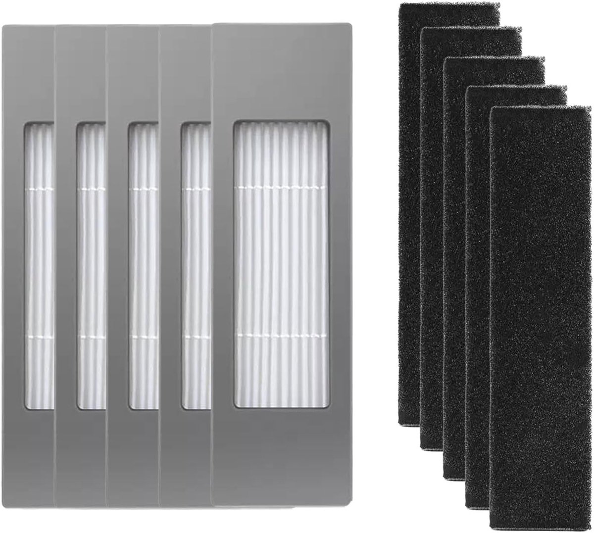 SnelShoppen - 5 Stuks HEPA Filter Set voor Robotstofzuiger, Vervangfilters voor DEEBOT OZMO N10, N10 Plus, T8 AIVI Max, T9, T5, N5, N7, N8+, N8 Pro Pl
