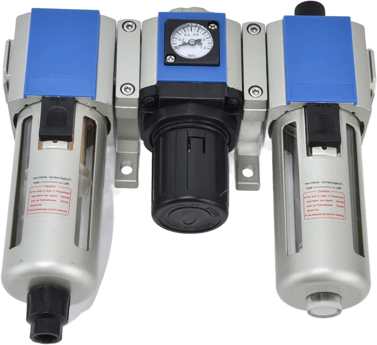 SnelShoppen - Air Dryer voor Compressor, Luchtdroger Filter Drukregulator Compressed Air Droger Water Olie Separator Combinatie Eenheid met 3 Afvoermo
