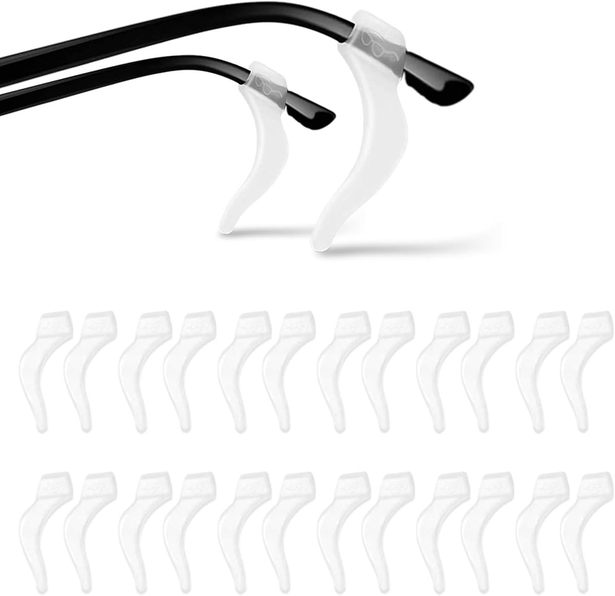 SnelShoppen - 12 Paar Zachte Oorhangers voor Brillen, Antislip Brilhouders, Silicone Oorhaken, Mouldable Brilsteunen voor Zonnebrillen en Brillen