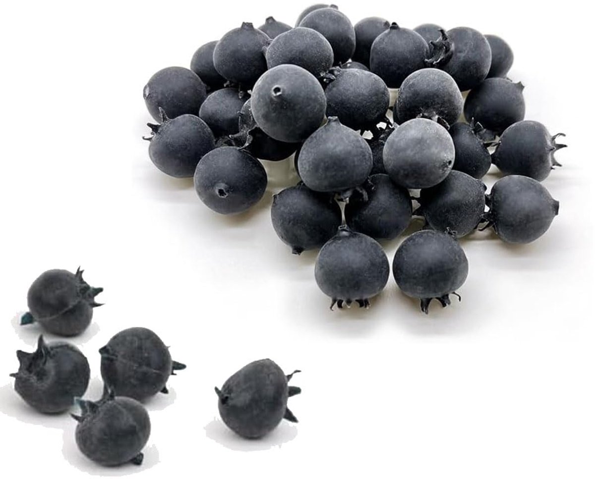 Plastic blauwe bessen 50 stuks - levensechte decoratie - kunstfruit voor tuin en kantoor - fotoproppen - SnelShoppen