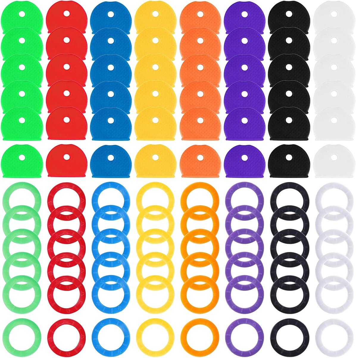 96 Pcs Key Covers, Colourful Rubber Key Covers, Flexible Silicone Key Caps for Easy Identification of Door Keys (Round - ShopVlot