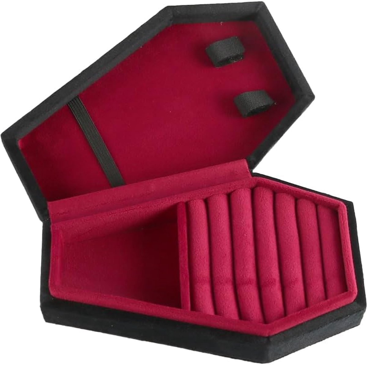 SnelShoppen - Mini Kistvormige Gothic Sieradenbox Pluche Velvet Kleine Sieraden Organizer voor Ringen, Oorbellen, Halskettingen, Armbanden, Unieke Kis