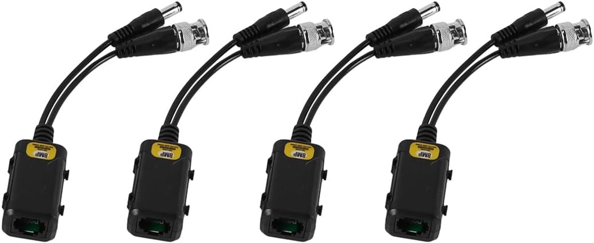 SnelShoppen - 2 in 1 Twisted Pair Video Power Audio Transceiver Kabel Connector voor 720P/960P/1080P/5MP/8MP CCTV Beveiligingscamera (2 Pairs)