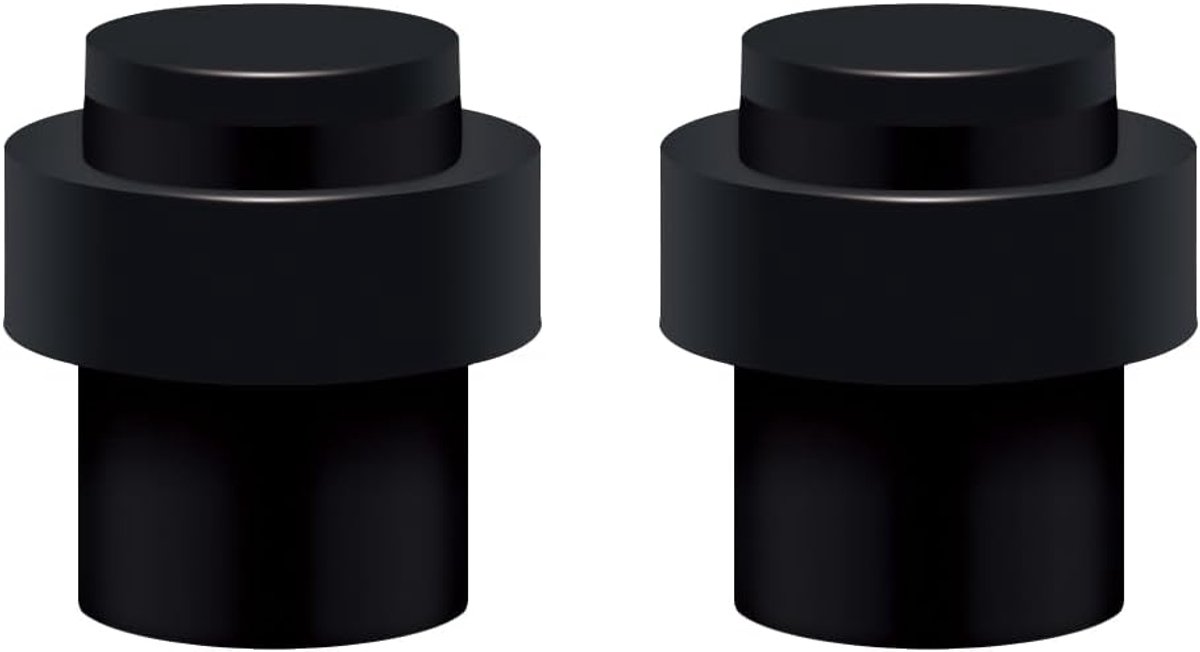 SnelShoppen - 2 Stuks Deurstopper Vloermontage RVS Deurstop met Rubberring Hoogte 45mm Zwart - Duurzaam en Beschermend voor Wand en Deur