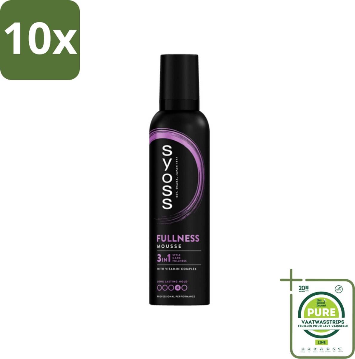 10 x Syoss - Fullness - Haarmousse - Lichtgewicht Volume - 250 ml - Grootverpakking - Haarvolume - Volumineus Haar - Haarmousse - Haarstyling - Fijn Haar